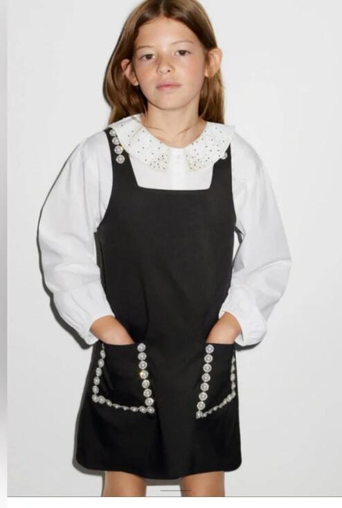Zara Other - Zara Jewel Pocket Pinafore Dress Black 13/14